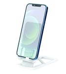 PARENCE.- Support Téléphone Pliable et Réglable à 5 Crans, Solide et Stable/Support Smartphone Universel en Silicone Ultra Fin Ajustable pour Bureau - Couleur Blanc