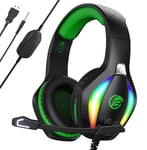 Fachixy「2024 New」FC100 RGB Gaming Headset for PS4/PC/Xbox/Nintendo Switch, PS5 Headset with Mic, Gaming Headphones with Microphone, Noise Cancelling Headphones with 3.5mm Jack