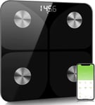 Black Digital Bathroom Scales for Body Weight Fat - Smart App