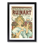 Big Box Art Alphonse Mucha Champagne Ruinart Framed Wall Art Picture Print Ready to Hang, Oak A2 (62 x 45 cm)