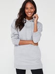 Everyday The Essential Longline Hoodie With Side Splits - Grey, Grey, Size 18, Women