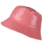 TOUTACOO, Chapeau de Pluie, Bob de Pluie Vinyle Imperméable Aspect ciré (16-Uni Rose)