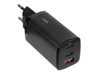 Ibox C-65 - Strømadapter - 65 Watt - 5 A - Pd 3.0, Apple 2.4A, Apple Fast Charge, Huawei Fast Charge, Scp, Afc, Qc 3.0, Qc 4+ - 3 Utgangskontakter (2 X Usb-C, Usb) - På Kabel: Usb-C - Svart