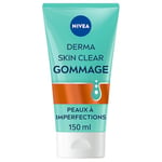 NIVEA Derma Skin Clear Gommage Visage (1 x 150 ml)— Soin visage exfoliant anti points noirs — Exfoliant à l'Acide Salicylique & Niacinamide — Nettoyant visage pour peaux à imperfections