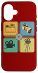 Coque pour iPhone 16 Appareil photo cinéaste acteur réalisateur cinéma amateur de cinéma