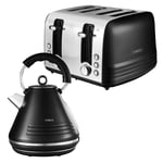 🔥 Tower Ash Pyramid Kettle & 4 Slice Toaster Matching Kitchen Set (Black)