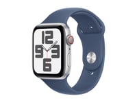 Apple Watch Se (Gps + Cellular) - 2e Génération - 44 Mm - Aluminium Argenté - Montre Connectée Avec Bracelet Sport - Fluoroélastomère - Denim - Taille Du Bracelet : M/L - 32 Go - Lte, Wi-Fi 4...