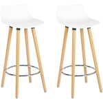 URBAN MEUBLE Lot de 2 tabourets de bar modernes au style scandinave blanc