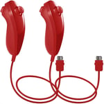 Nunchuck Contrôleurs Pour Nintendo Wii U, Lot De 2 Manettes Remplacement Pour Wii U Jeu Vidéo - Rouge