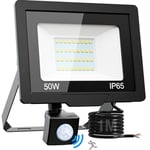 nipify Security Lights Outdoor Motion Sensor, 50W 5000LM Super Bright LED Flood Lights with IP65 Waterproof, 6500K Cool White Pir Floodlight Mains Powered for Outside Garden Patio Backyard Garage