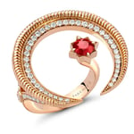 Faberge Colours of Love Hilal 18ct Rose Gold Ruby Diamond Ring - 52