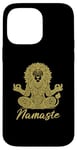 Coque pour iPhone 14 Pro Max Namaste Lion avec mandala amusant pour le yoga et la méditation