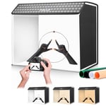 PULUZ Studio Photo Box Portable 60x40x50cm, Boîte Photo de Studio Kit avec Températures de 3 Couleurs Réglables 672pcs LED 6500K & 4 PVC Fonds pour Photographie de Produits