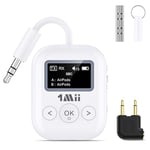 1Mii SafeFly Min+ Récepteur Audio Bluetooth, Mise à Niveau 2024, Double émetteur de périphérique et récepteur AptX Low Latency & HD Lossless équipé d'un Airplane et d'un Adaptateur Femelle 3,5 mm