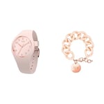 ICE-WATCH - Ice Glam Colour Nude - Montre Rose pour Femme avec Bracelet en Silicone - 015330 (Small) + Ice - Jewellery - Chain Bracelet - Nude - Rose-Gold