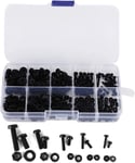 270Pcs M2/M2.5/M3/M4/M5 Kit de rondelle d'écrou de vis en nylon, Kit d'assortiment de matériel de montage d'écrou hexagonal à vis en nylon avec boîte en plastique, noir/blanc(Black)