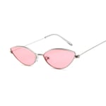 Söt Sexig Cat Eye Solglasögon Kvinna Retro Liten Svart Röd Rosa Cateye Solglasögon Kvinna Vintage Nyanser För Kvinna SilvePink