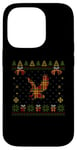 Coque pour iPhone 14 Pro Pull de Noël moche motif aigle à carreaux rouges