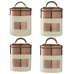 4pcs Copper Cream Canisters Tea Coffee Sugar Biscuit Storage Jar Stainless Steel