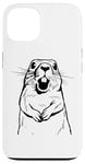 Coque pour iPhone 13 Happy Groundhog Day Groundhog Silhouette Rongeur Vacances