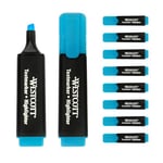 Westcott surligneur 10 pièces bleu | Pack de 10 surligneurs bleu vif | 2-5 mm d'épaisseur de trait | Encre Premium d'Allemagne | E-743631 00