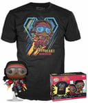 Funko Pop! Tee (Adult): Marvel Black Panther Wakanda Forever - Iron Heart Riri Williams (Glows in the Dark) Bobble-Head Vinyl Figure and T Shirt (S)