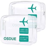 OSDUE Trousse de Toilette Transparente, 2 Pièces Kit Voyage Avion, PVC Étanche Trousse de Toilette Voyage pour Homme et Femme, Sac de Rangment pour Voyage Avion Transparente Maquillage, Vert