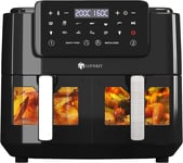 LLIVEKIT Dual Zone Oil Free Air Fryer 9L Large for Family with 2 Drawers, 10 &