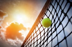 Tennis ball on a tennis court