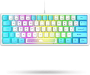 K61 2 PRO MINI 62 CLÉ JEUX TKL CLAVIER MÉCANIQUE MEMBRANE, ÉCLAIRAGE RGB ANTI-GHOSTING CÂBLE USB POUR PC ACCESSOIRE/WIN/MAC/GAMING (SENSATION MÉCANIQUE,BLANC ET BLEU)[CLA170485]