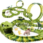 CELMAN Circuit Voiture Enfant - Ensemble de Piste de Course Flexible, Jouet de Dinosaure Créatif avec Nombreux Éléments et Voiture 4x4, Jouet de Dinosaure pour Enfants de 3 à 6 Ans