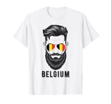 Belgian Man Face Belgium Pride Patriotic Men Belgium Flag T-Shirt