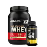 100% Whey Gold Standard Vassleprotein 908 g + Opti-Men, 180 Tabletter