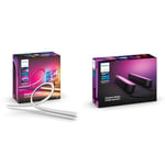 Philips Hue White and Color, Lightstrip Hue Play gradient PC pour écran 24-27 pouces & Play Pack White & Color Ambiance, Noir, Pack de 2, Kit de base, fonctionne avec Alexa