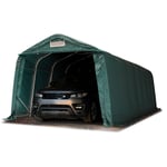 Tente-garage carport 3,3 x 8,4 m d'élevage abri agricole tente de stockage bâche pvc 800 n armature solide vert foncé, sol dur, béton