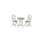 Set table + 2 chaises de jardin pliable en métal vert Bistrot