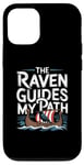 Coque pour iPhone 14 Illustration viking nordique The Raven Guides My Path