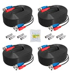 ANNKE 4 Pack 30M/100 Feet BNC Video Power Cable Security Camera Cable for CCTV Surveillance DVR System Installation, Free BNC RCA Connector Included