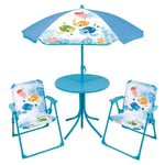 Set de jardin Ma Petite Carapace : 1 Table Ronde, 2 Chaises, 1 Parasol pour enfant