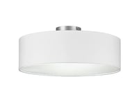 meineWunschleuchte Plafonnier avec abat-jour en tissu en blanc Ø 40cm - couverture satinée pour une ambiance lumineuse sans éblouissement, SP1002R40W, 40cm Blanc - Argent mat