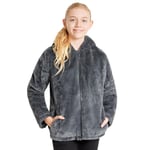 CityComfort Manteaux Fille, Manteau Fausse Fourrure Enfant Fille, Veste Peluche Zippée, Blouson Chaud Hiver Enfant Ado 7-14 Ans (Gris foncé, 11-12 ans)