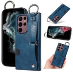 Samsung Galaxy S22 Ultra      Hand Strap PU Card Case    Navy