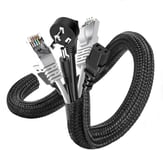 6M Manchon De Cache Câble, 13-22Mm Réglable Gaine Câble Tressée, Extensible Gaine Range Cable Informatique, Protection Du Cache Câbles Pour Automobiles/Tv/Pc/Usb/Audio/Vidéo- Noir[YIN140661]