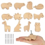 Aolso Boutons de Tiroir en Bois, 12 Pièces Poignées de Meubles en Bois Pour Animaux, Boutons de Porte D'Armoire en Bois, Poignée de Tiroir Avec Vis Pour Armoire, Tiroir, Commode, Table de Chevet