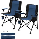 Woltu - Lot de 2 Chaise Camping, Chaise de Pêche, Fauteuil Camping, Chaise Pliante Légère et Portable, Tissu Oxford, Bleu+Noir