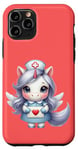 Coque pour iPhone 11 Pro Valentine Unicorn Caring Nurse Love Healthcare Poney magique