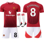 24-25 Manchester United Hemma Barn Vuxen Fotbollströja Kit Nr.8 B. Fernandes 24