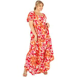 Lovedrobe Ladies Plus Size Summer Maxi Dresses for Women Red Flowers Pattern Size 26