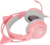 Casque d'oreille de Chat, Casque Rose avec Microphone Antibruit, Casque d'oreille de Chat avec USB et Prise Casque 3,5 Mm, Son Clair (Rose)