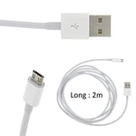 ACCE2S Forever - Câble Micro USB Blanc 2M pour Samsung Galaxy J4+ - J6+ - J6 - J7 2017 - J3 2017 - J5 2017 - J3 2016 - J1 2016